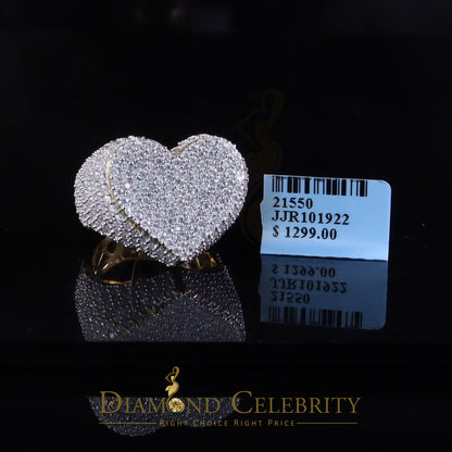 DiamondCelebritees Men's 925 Yellow Silver 5.00ct VVS 'D' Round Moissanite Heart Ring Size 8