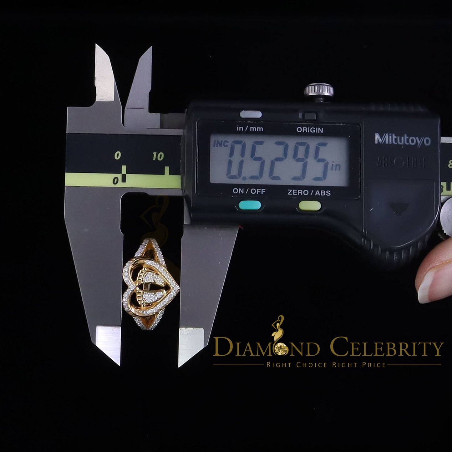 DiamondCelebritees 925 Moissanite Mom Yellow Heart Child feet 1.00ct VVS D Silver Ring Size 8 Women