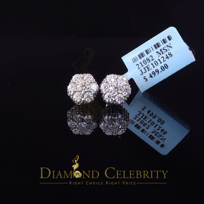 Diamondcelebritees 925 Silver White 1.50ct VVS 'D' Men's & Womens Moissanite Floral Stud Earrings
