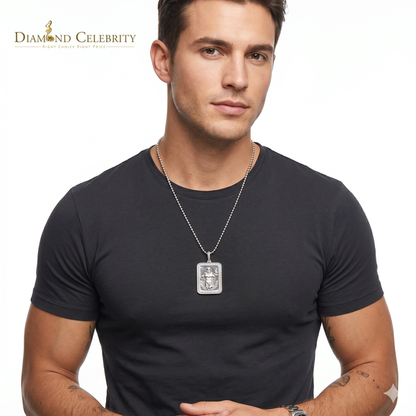DiamondCelebritees Men's Square Santo Nino De Atocha 3D White '1'inch 925 Silver 0.66ct CZ Pendant