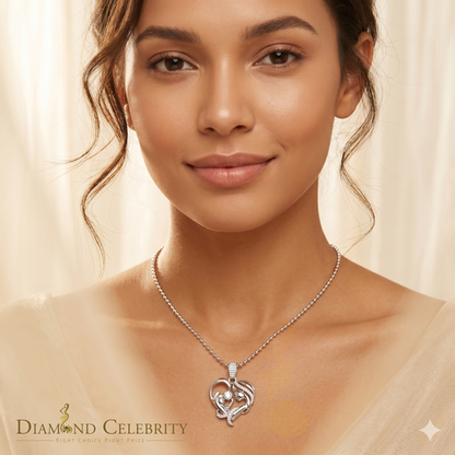 DiamondCelebritees White Silver 0.85ct Cubic Zirconia MOM'S Embrace Lovely Pendant @ Mother's Day