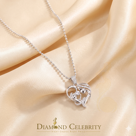 DiamondCelebritees White Silver 0.85ct Cubic Zirconia MOM'S Embrace Lovely Pendant @ Mother's Day
