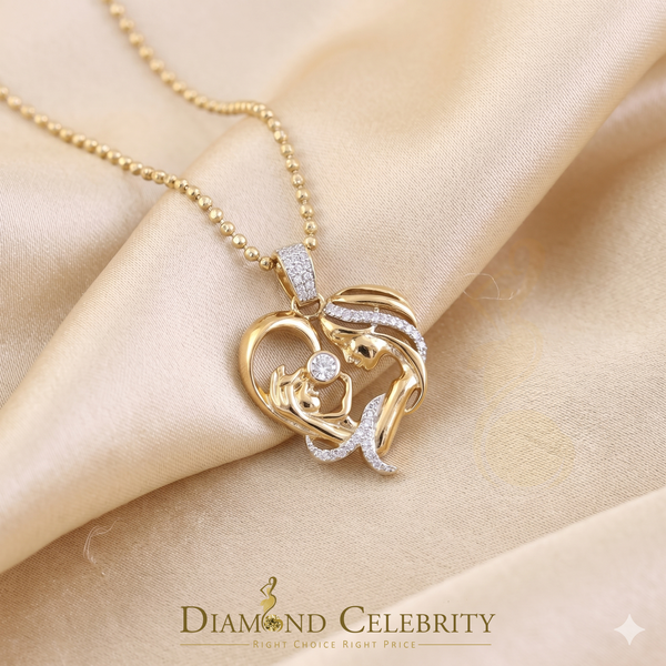 DiamondCelebritees MOM'S Embrace Yellow Lovely Pendant @ Mother's Day Silver 0.85ct Cubic Zirconia