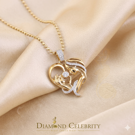 DiamondCelebritees MOM'S Embrace Yellow Lovely Pendant @ Mother's Day Silver 0.85ct Cubic Zirconia