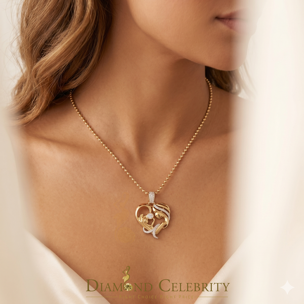 DiamondCelebritees MOM'S Embrace Yellow Lovely Pendant @ Mother's Day Silver 0.85ct Cubic Zirconia