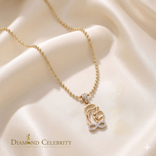 DiamondCelebritees 0.31ct CZ Infinity Special Mother's Child Sterling Silver Yellow Pendant