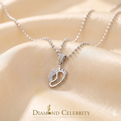 DiamondCelebritees First step Baby Feet Mother N Child 925 Silver White 0.36ct Diamond CZ Pendant