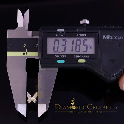 DiamondCelebritees  Women's 0.17ct Cubic Zirconia Butterfly Stud Earrings Yellow 925 Sterling Silver