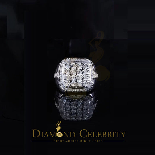 DiamondCelebritees Trendy Big Mirage set Real Diamond 0.50ct White Silver Square Mens Ring Size 10