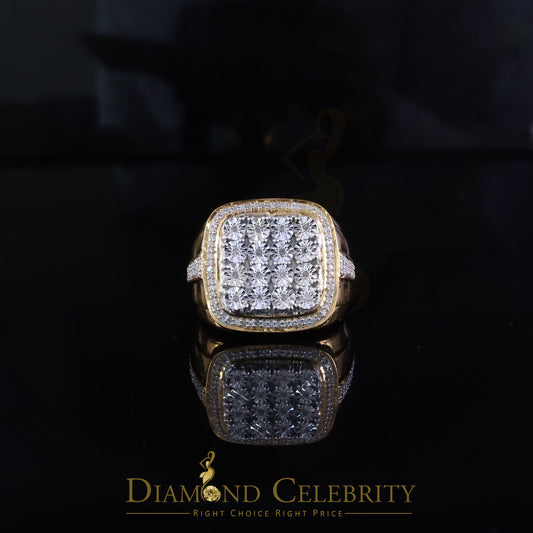 DiamondCelebritees Trendy Big Mirage set Real Diamond 0.50ct Yellow Silver Square Mens Ring Size 10