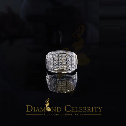 Big Mirage Set Rectangle 0.40ct Real Diamond 925 White Silver Mens Ring Size 10