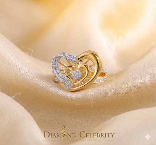 DiamondCelebritees 85 Cubic Zirconia Stones Baguette 925 Silver Yellow Dual Heart Women Ring Size 7