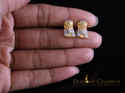 DiamondCelebritees 0.50ct Diamond 925 Sterling Silver Yellow for Men's & Women Stud JESUS Earrings