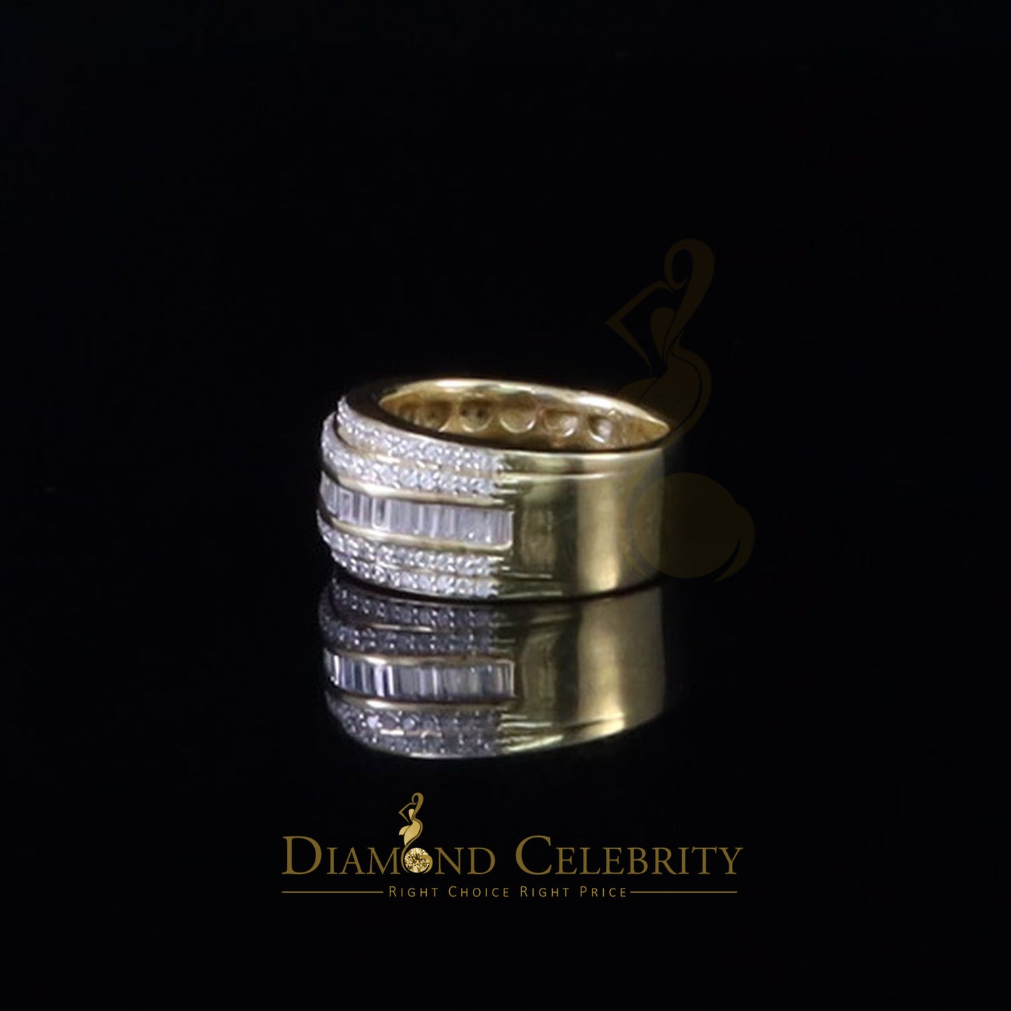 DiamondCelebritees Sterling Yellow Silver 4.50ct Cubic Zirconia ROUND Band Men's Ring Size 8.5