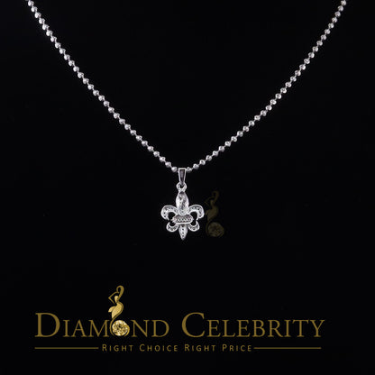 DiamondCelebritees 925 Sterling Silver Fleur de Lis Shape Pendant with 0.38ct Cubic Zirconia