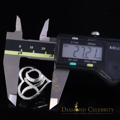 DiamondCelebritees White 925 Sterling Silver Heart and XO Shape Pendant 0.21ct Cubic Zirconioa