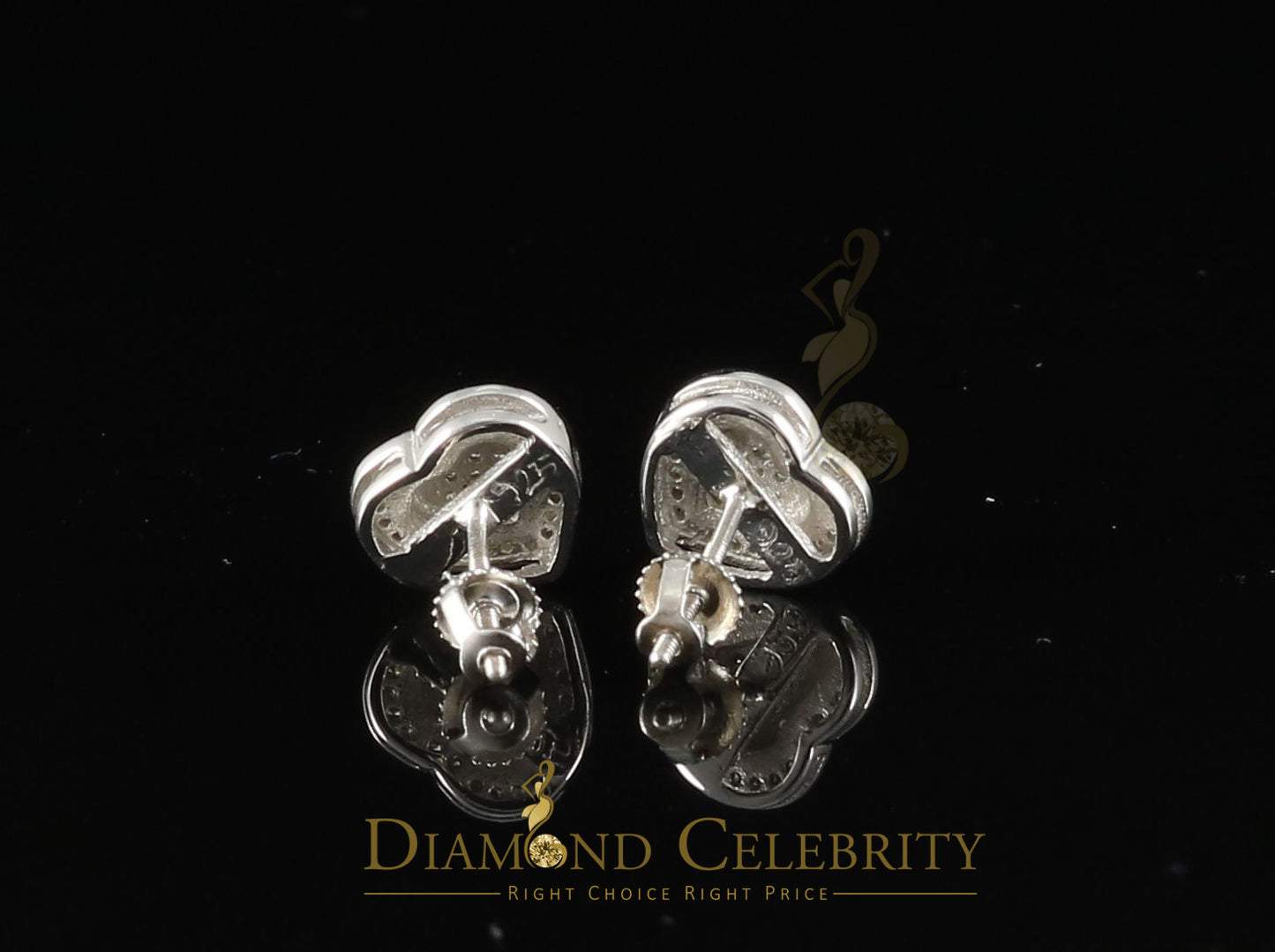 DiamondCelebritees 0.10ct Diamond Heart Earring White 925 Sterling Silver Stud For Men's & Women's