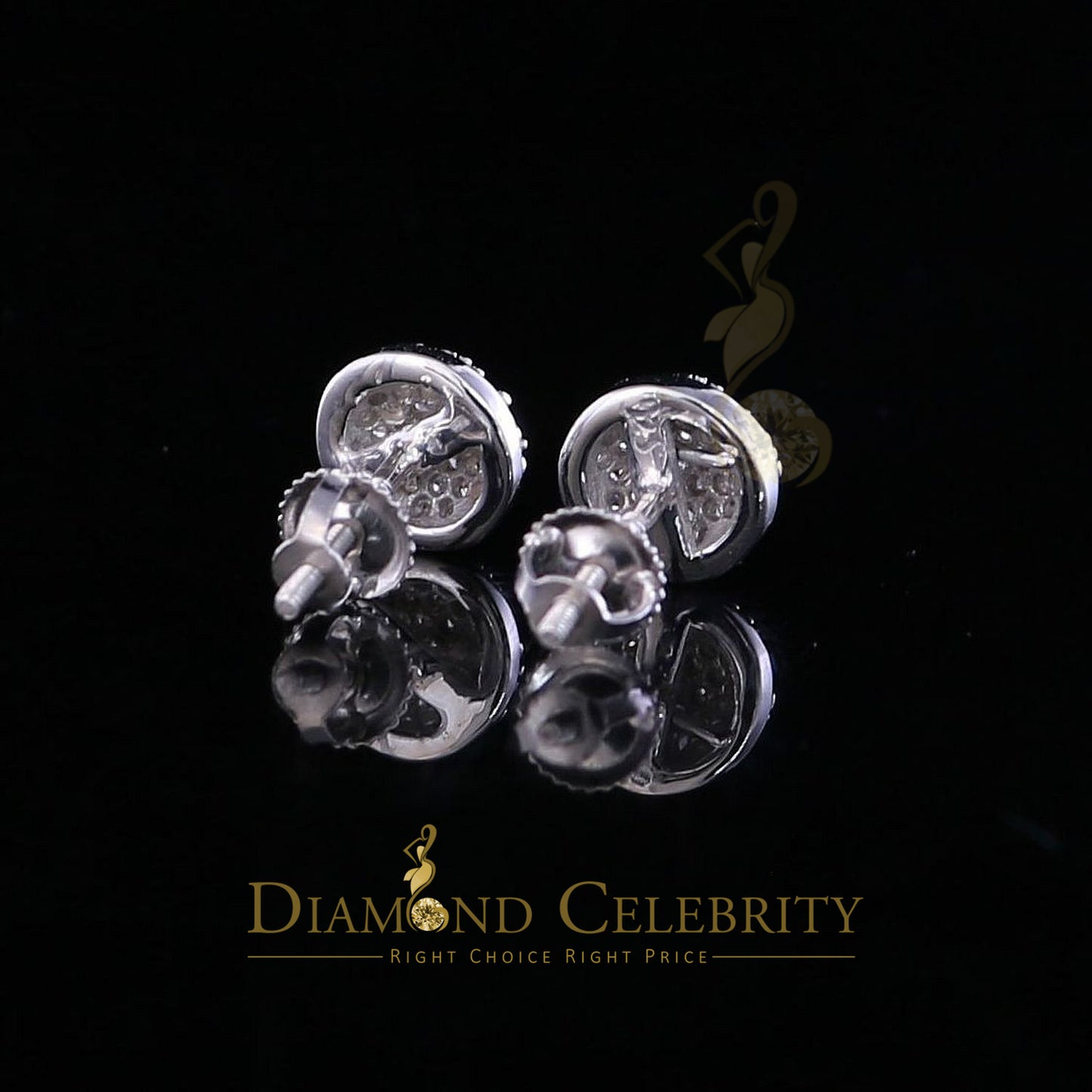 DiamondCelebritees 0.33ct Diamond Genuine 925 Sterling Silver White For Women's Round Earrings
