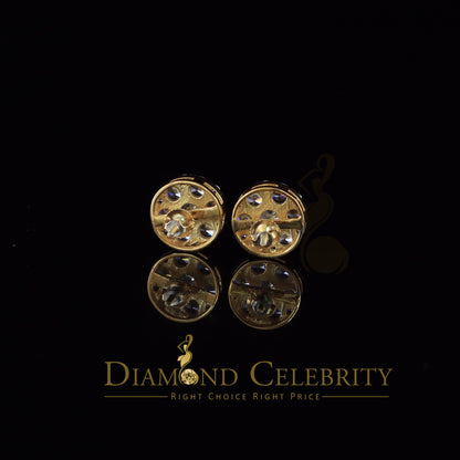 DiamondCelebritees  925 Sterling Yellow Silver 5.56ct Cubic Zirconia Women Round Stud Earrings