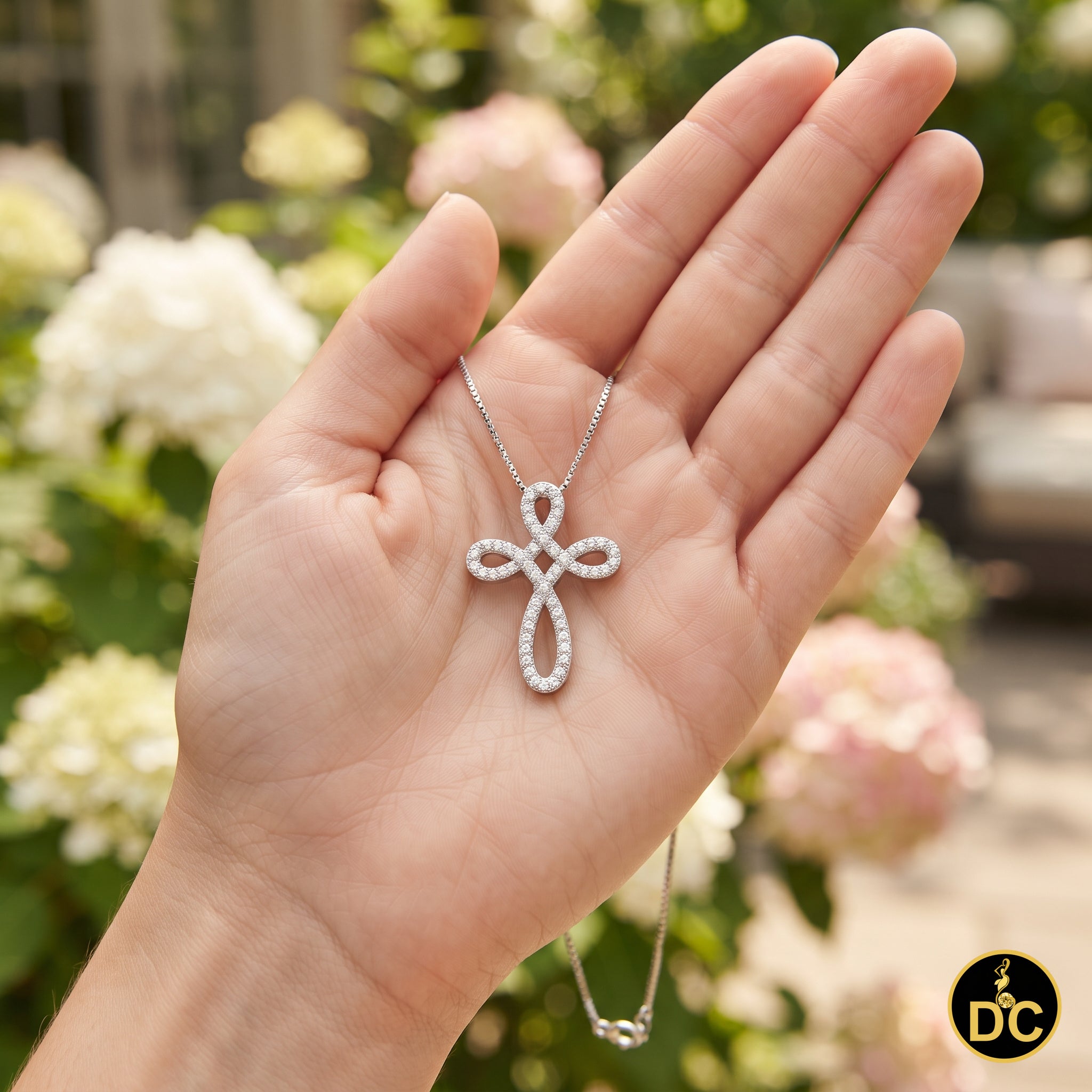 DiamondCelebritees 925 Silver White 1inch Infinity-Style Openwork Pendant W/ 1.25ct Cubic Zirconia