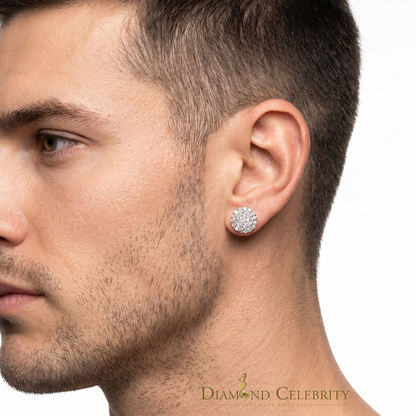 Diamondcelebritees Men's/Womens 925 Silver White 1.33ct VVS 'D' Moissanite Round Stud Earrings
