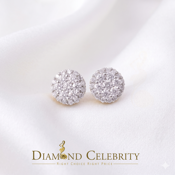 Diamondcelebritees Men's/Womens 925 Silver White 1.33ct VVS 'D' Moissanite Round Stud Earrings