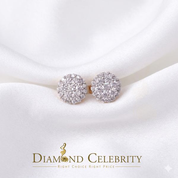 DiamondCelebritees Men's/Womens 925 Silver Yellow 1.33ct VVS 'D' Moissanite Round Stud Earrings