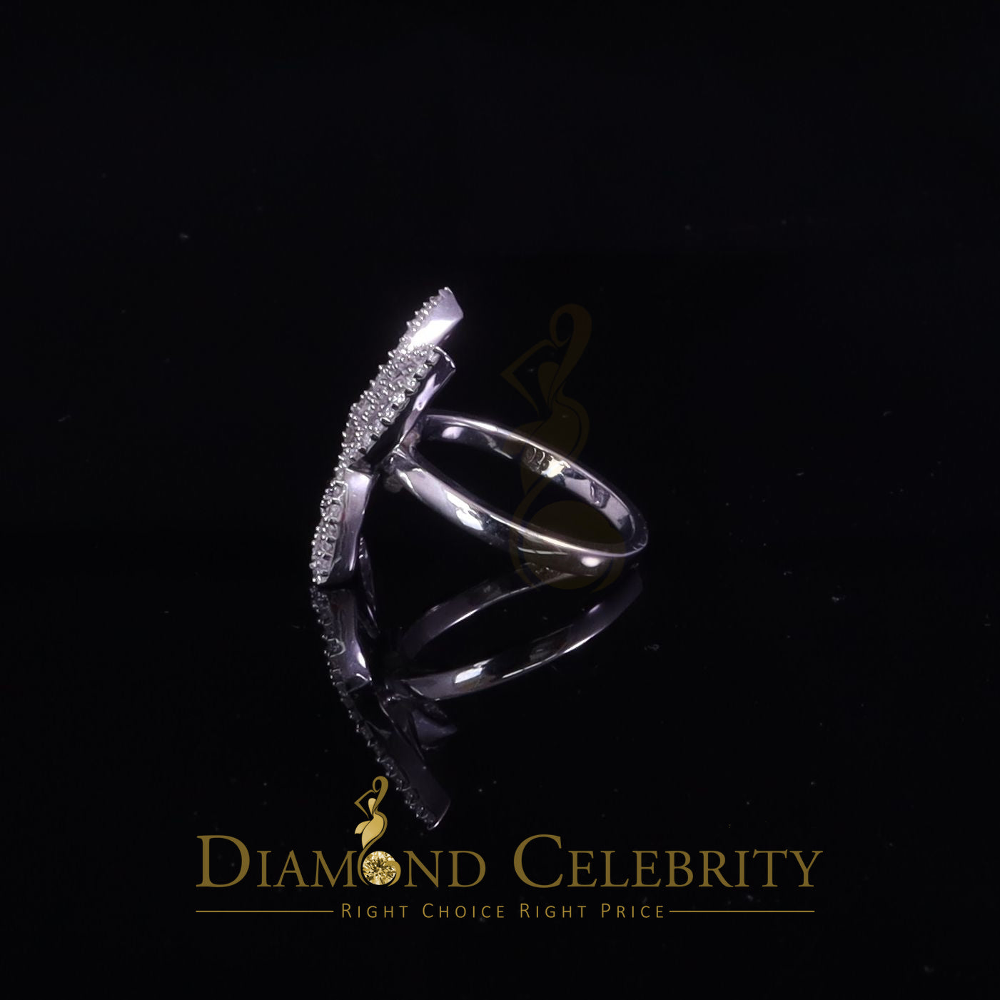 DiamondCelebritees Womens 925 Silver White 1.50ct VVS 'D' Moissanite Butterfly Rings Size 7