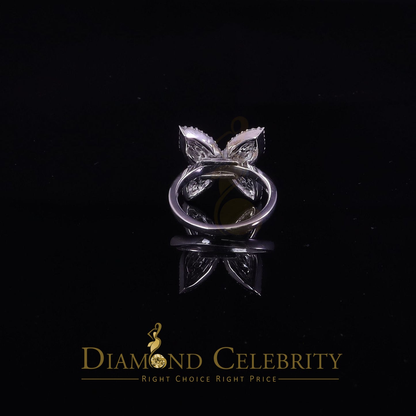 DiamondCelebritees Womens 925 Silver White 1.50ct VVS 'D' Moissanite Butterfly Rings Size 7