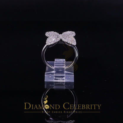 DiamondCelebritees Womens 925 Silver White 1.50ct VVS 'D' Moissanite Butterfly Rings Size 7