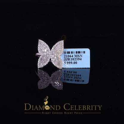 DiamondCelebritees Womens 925 Silver White 1.50ct VVS 'D' Moissanite Butterfly Rings Size 7