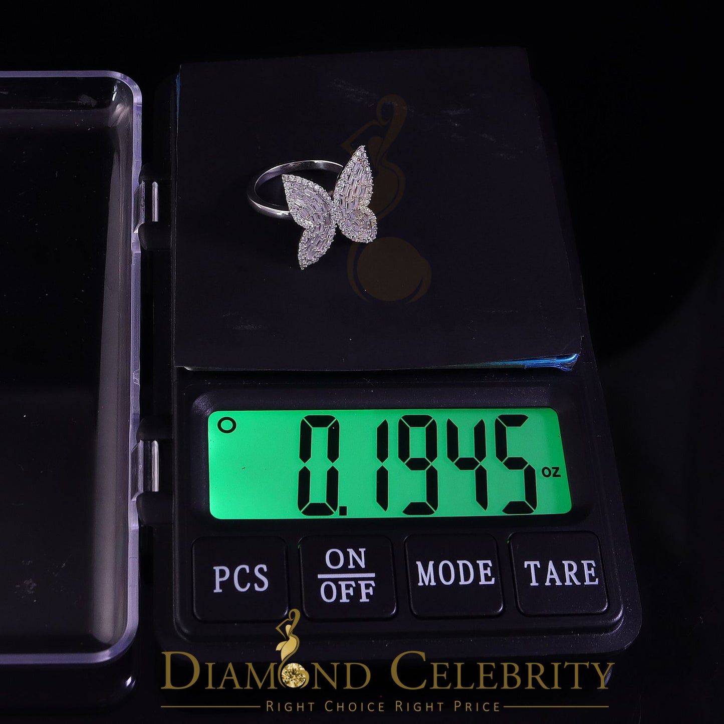 DiamondCelebritees Womens 925 Silver White 1.50ct VVS 'D' Moissanite Butterfly Rings Size 7