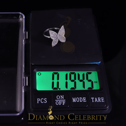 DiamondCelebritees Womens 925 Silver White 1.50ct VVS 'D' Moissanite Butterfly Rings Size 7