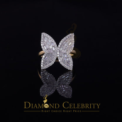 DiamondCelebritees Men's/Womens 925 Silver Yellow 1.50ct VVS 'D' Moissanite Butterfly Rings Size 7