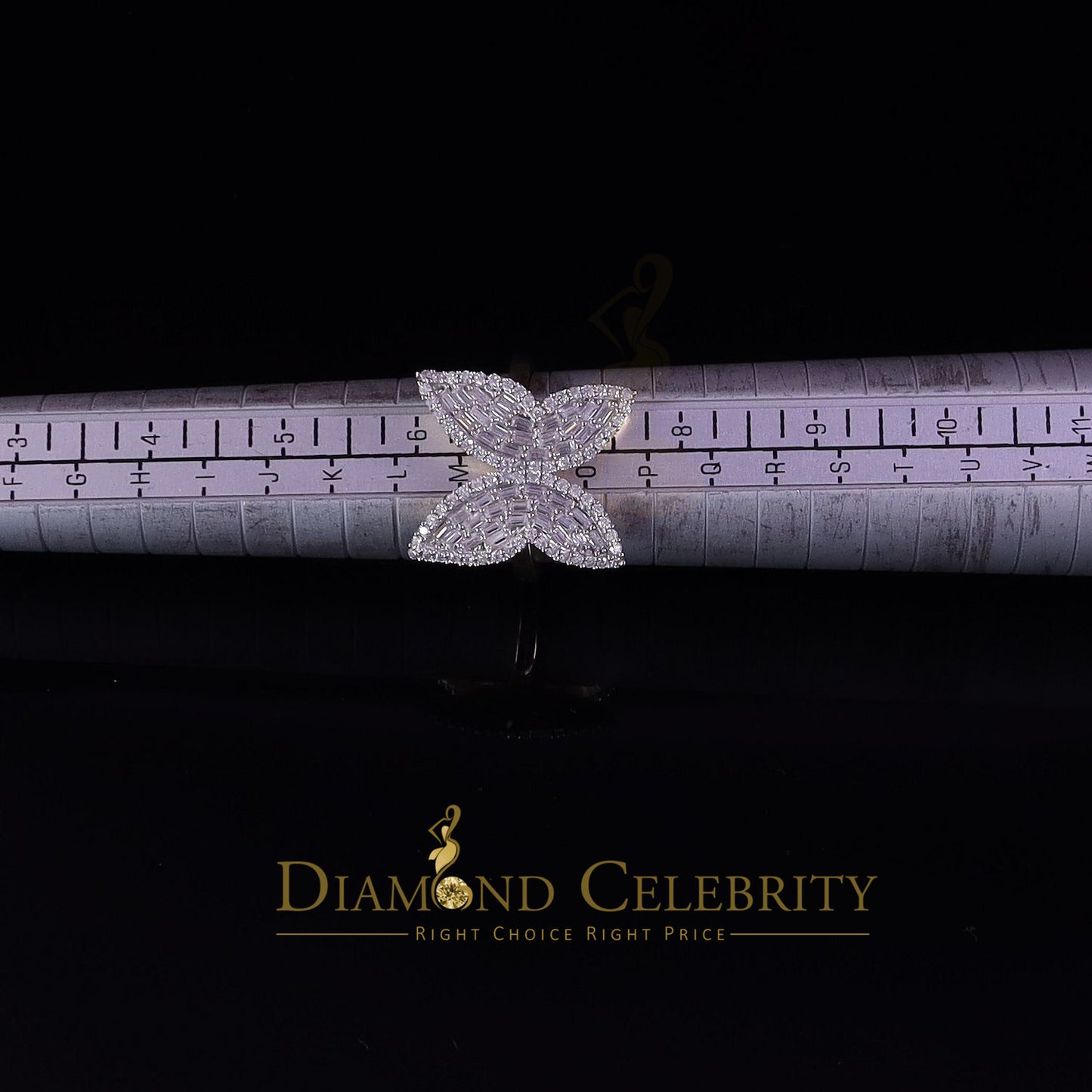 DiamondCelebritees Men's/Womens 925 Silver Yellow 1.50ct VVS 'D' Moissanite Butterfly Rings Size 7