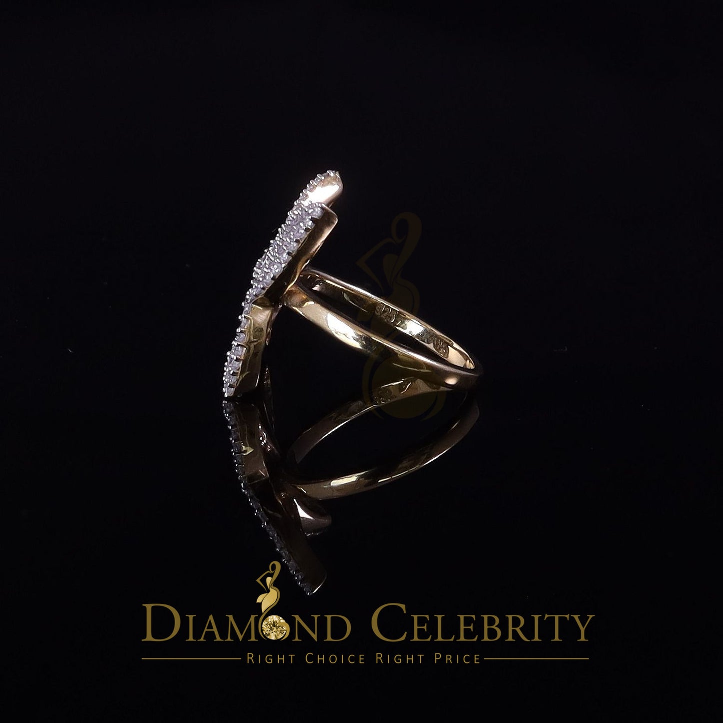 DiamondCelebritees Men's/Womens 925 Silver Yellow 1.50ct VVS 'D' Moissanite Butterfly Rings Size 7