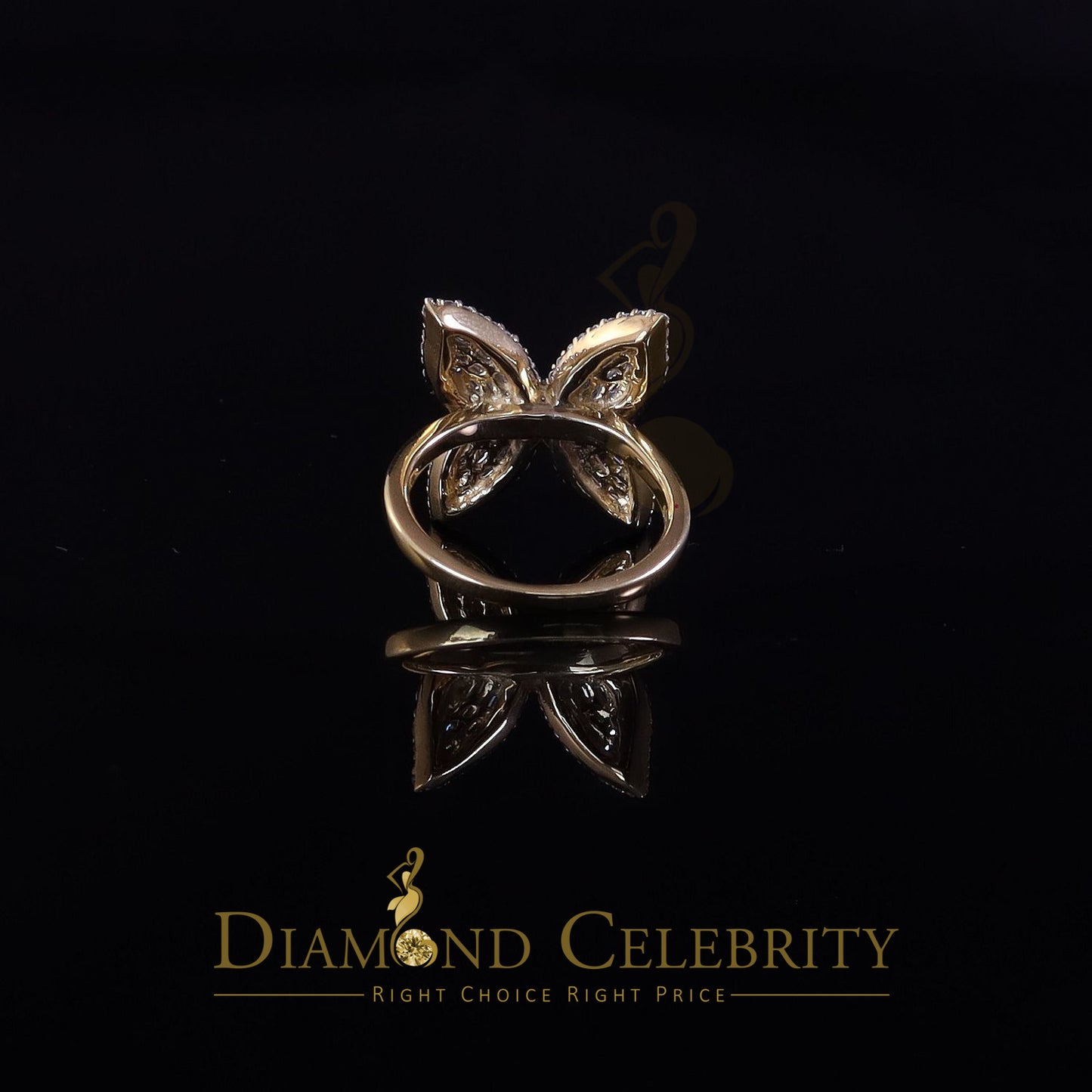 DiamondCelebritees Men's/Womens 925 Silver Yellow 1.50ct VVS 'D' Moissanite Butterfly Rings Size 7