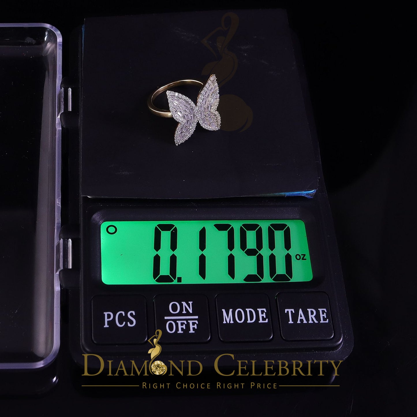 DiamondCelebritees Men's/Womens 925 Silver Yellow 1.50ct VVS 'D' Moissanite Butterfly Rings Size 7