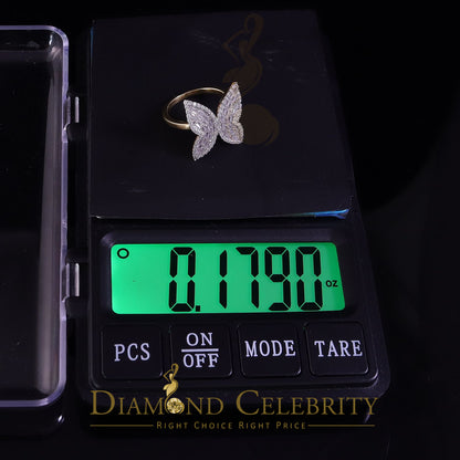 DiamondCelebritees Men's/Womens 925 Silver Yellow 1.50ct VVS 'D' Moissanite Butterfly Rings Size 7