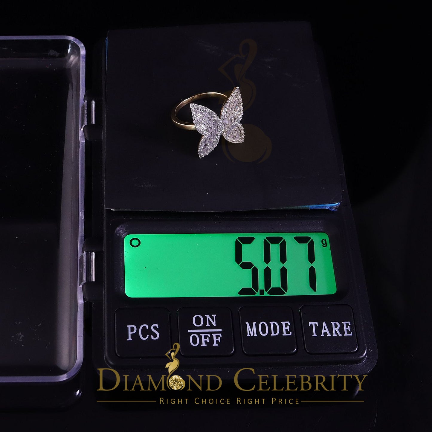 DiamondCelebritees Men's/Womens 925 Silver Yellow 1.50ct VVS 'D' Moissanite Butterfly Rings Size 7