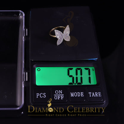 DiamondCelebritees Men's/Womens 925 Silver Yellow 1.50ct VVS 'D' Moissanite Butterfly Rings Size 7