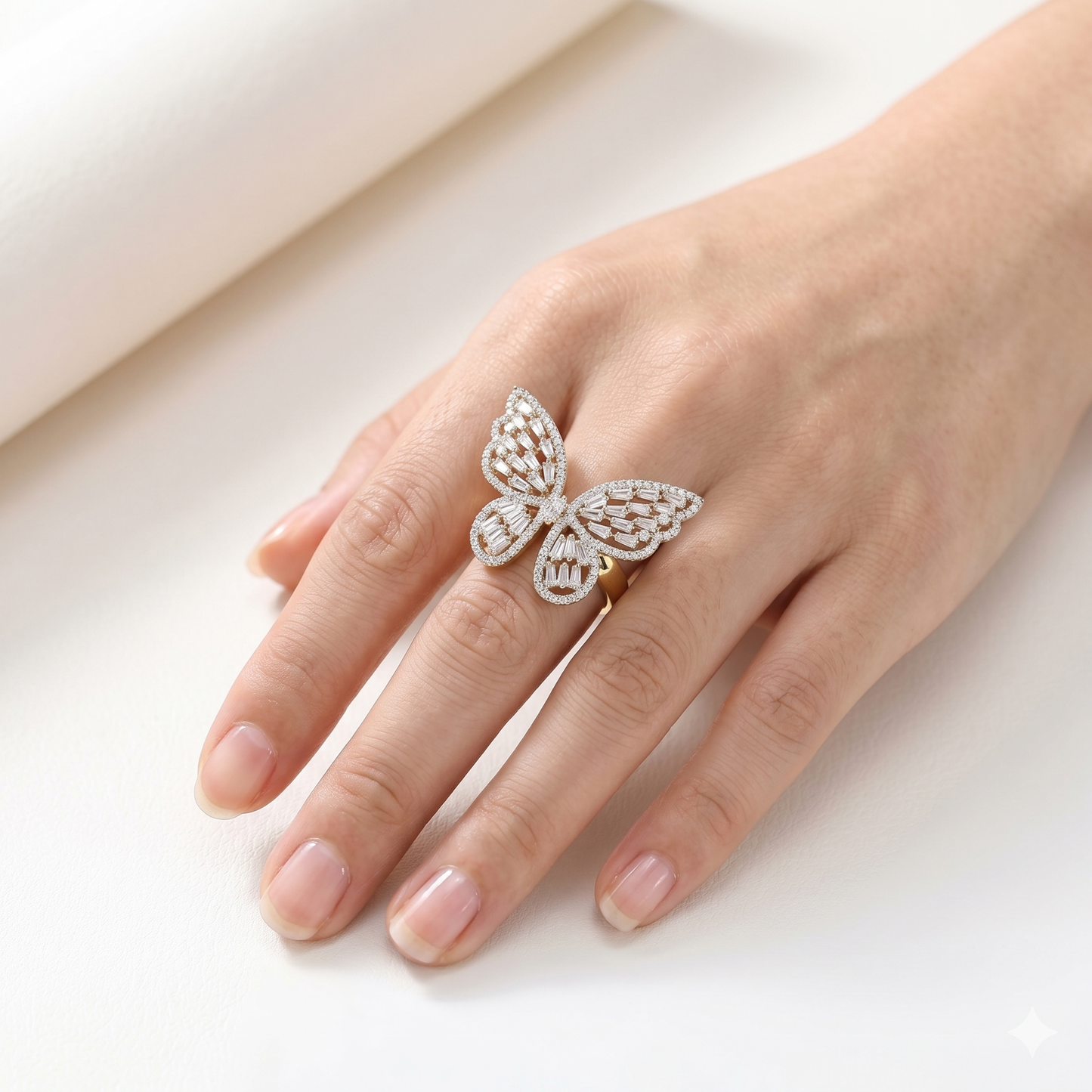 DiamondCelebritees Men's/Womens 925 Silver Yellow 1.75ct VVS 'D' Moissanite Butterfly Rings