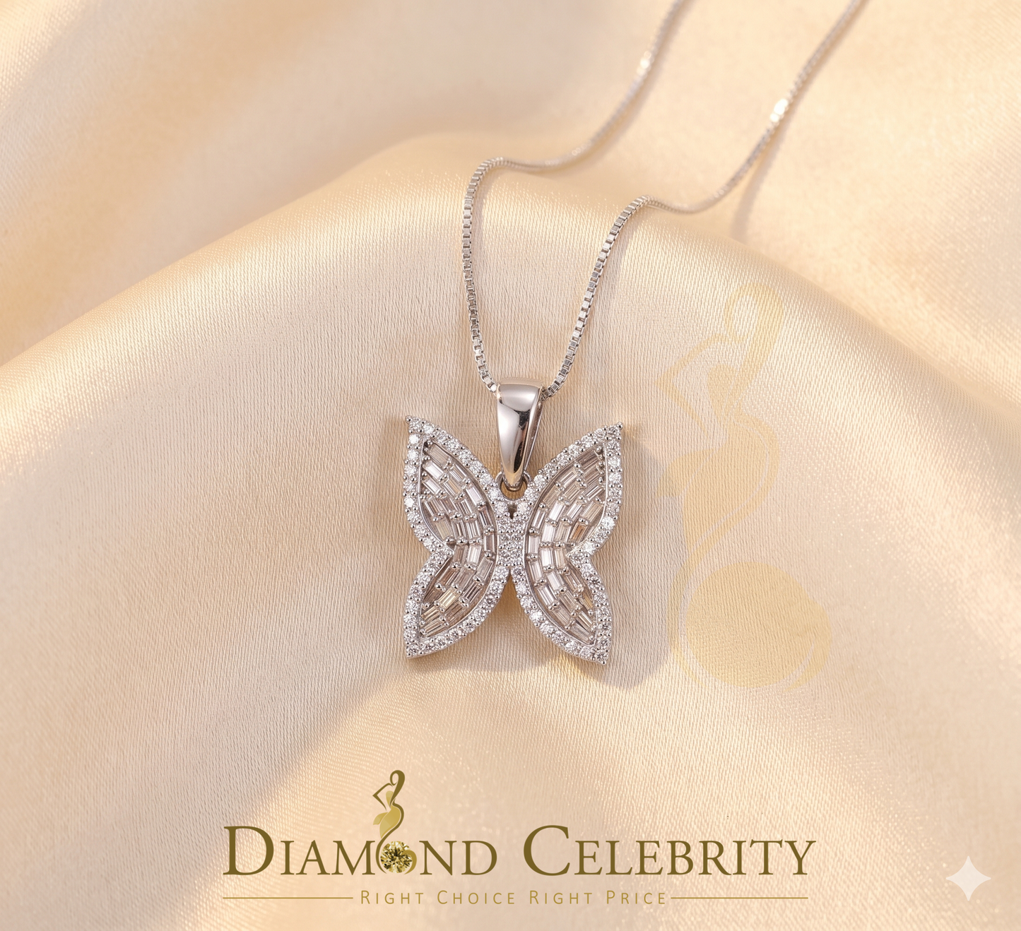 Diamondcelebritees  Men's/Womens 925 Silver White 1.50ct VVS 'D' Moissanite Butterfly Pendant