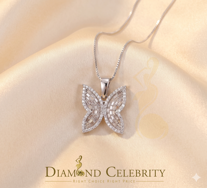 Diamondcelebritees  Men's/Womens 925 Silver White 1.50ct VVS 'D' Moissanite Butterfly Pendant