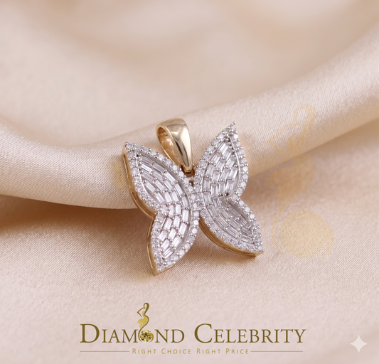 Diamondcelebritees Men's/Womens 925 Silver Yellow 1.50ct VVS 'D' Moissanite Butterfly Pendant