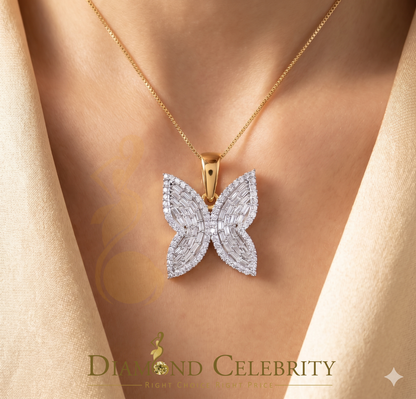 Diamondcelebritees Men's/Womens 925 Silver Yellow 1.50ct VVS 'D' Moissanite Butterfly Pendant