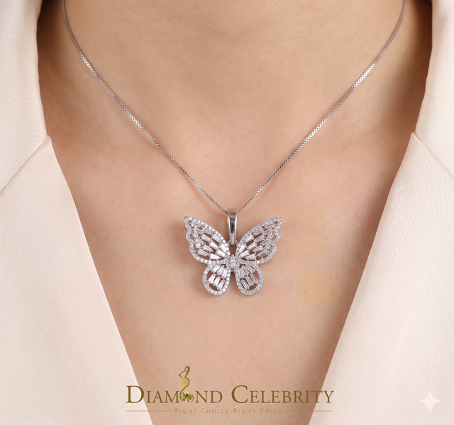 Diamondcelebritees  Men's/Womens 925 Silver White 1.75ct VVS 'D' Moissanite Butterfly Pendant