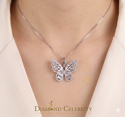 Diamondcelebritees  Men's/Womens 925 Silver White 1.75ct VVS 'D' Moissanite Butterfly Pendant