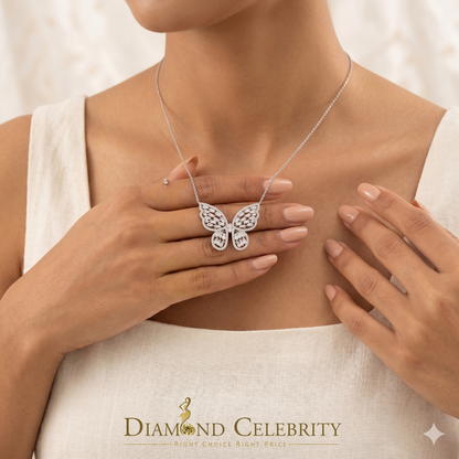 Diamondcelebritees  Men's/Womens 925 Silver White 1.75ct VVS 'D' Moissanite Butterfly Pendant