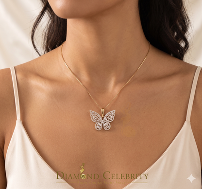 Diamondcelebritees Butterfly Pendant Men's/Womens 925 Silver Yellow 1.75ct VVS 'D' Moissanite